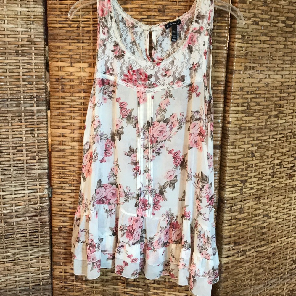 Sheer floral tank